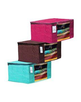 kuber industries Set of 3 Polka-Dot Print Saree Storage Covers-picture-20