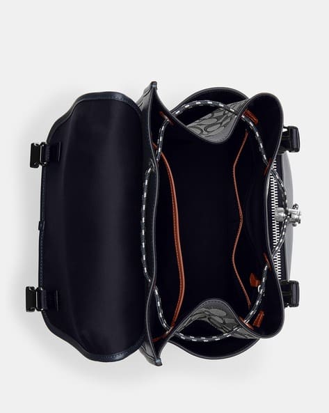 Buy Coach League Flap Backpack In Signature Jacquard | Grey Color