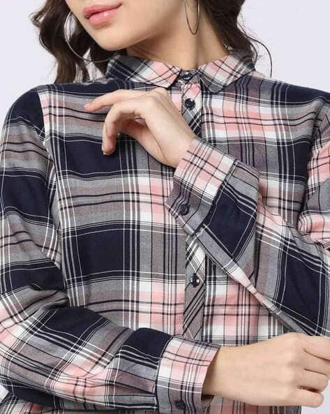 womens plaid fitted shirt