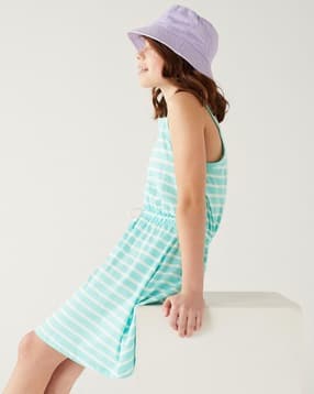 Girls Striped Fit & Flare Dress-image-7