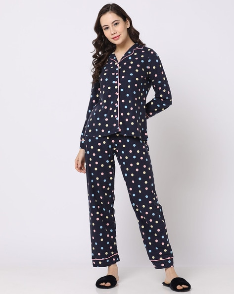 Women Polka Dot Pyjama Set