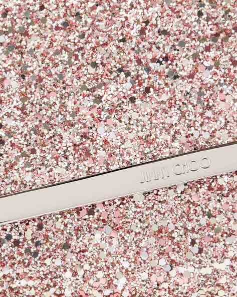 Buy Jimmy Choo Emmie Coarse Glitter Fabric Clutch Bag | Gold
