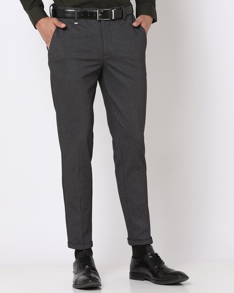 Buy Checked Bi-Stretch Slim Fit Flat-Front Trousers Online at Best Prices  in India - JioMart.