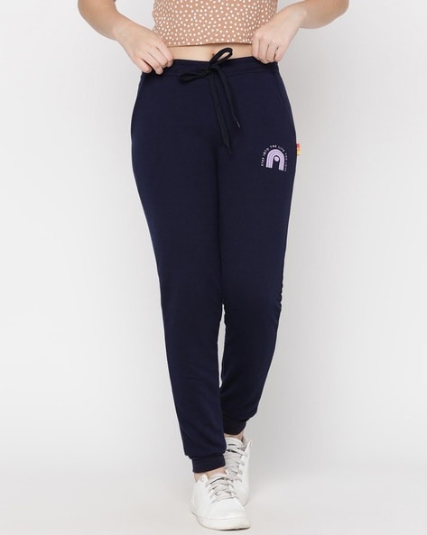 Girls Navy Blue Logo Joggers