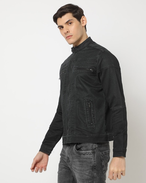 Denim moto 2024 jacket men's