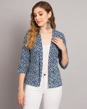 Chevrons Print Front-Open Shrug