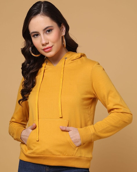 Mustard yellow hoodie womens on sale