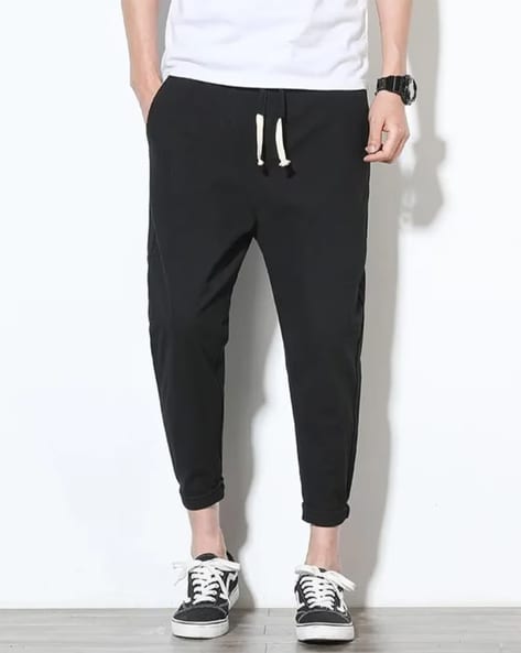 Men Straight Fit Track Pants with Drawstring Waist