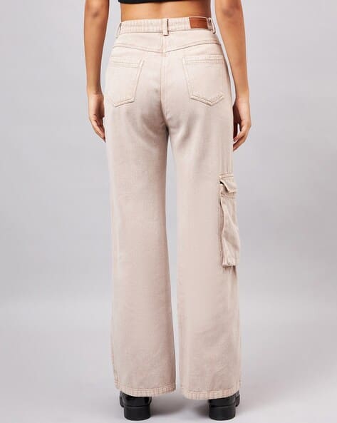 wide leg jeans flare beige