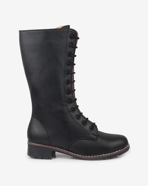 Women Mid-Calf Heeled Boots with Zip Closure
