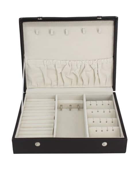 Jewel Box Leather Jewelry Box With Lock Stones Bridge PU Leather