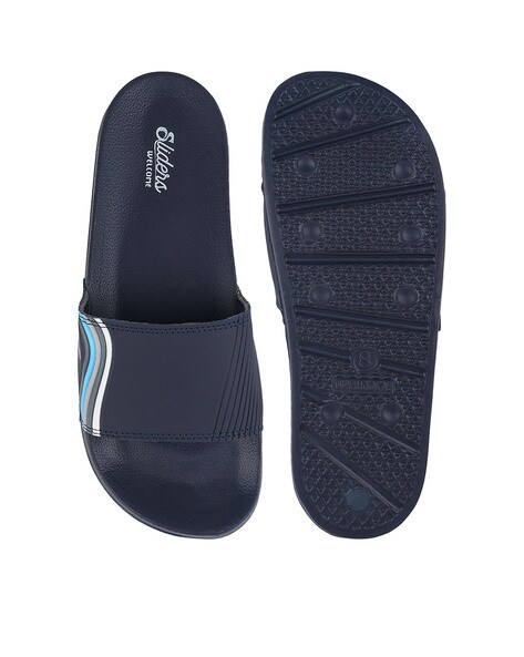 Men Striped Slides