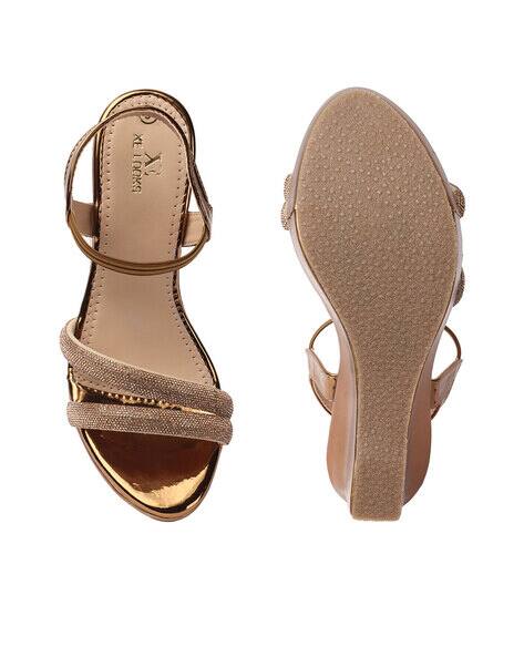 Women Embellished Ankle-Strap Wedges