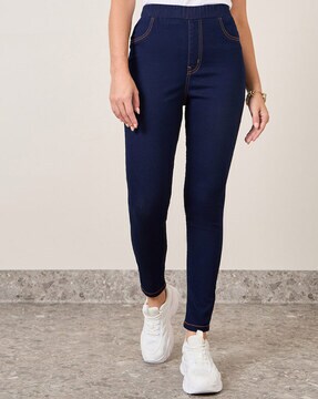 Women Tapered Fit Pants with Elasticated Drawstring Waist