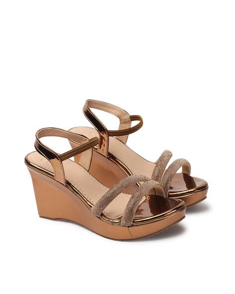 Women Embellished Ankle-Strap Wedges