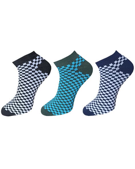 USOXO Men Pack of 3 Checked Ankle-Length Socks