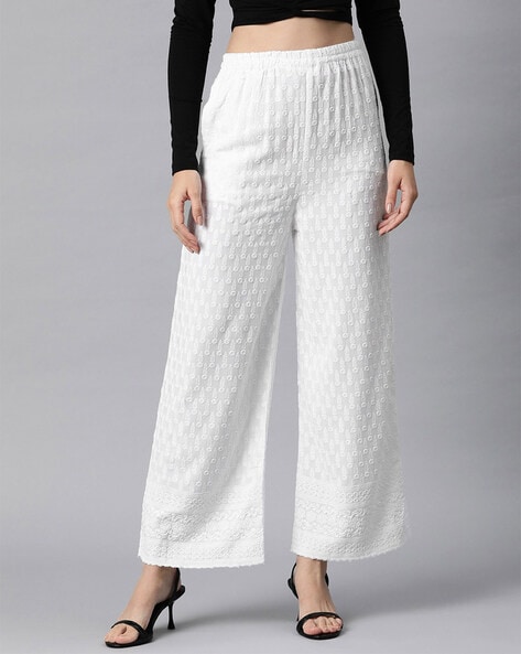 Buy Pearl White Trousers & Pants for Women by Twin Birds Online | Ajio.com