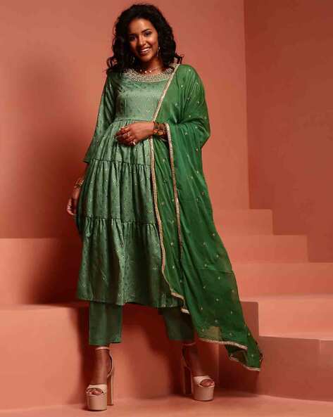 Imara Women Embroidered Flared Kurta Set