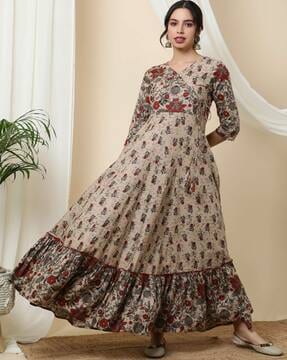 Aarohi Fashion Women Ethnic Dress Beige Dress - Buy Aarohi Fashion Women  Ethnic Dress Beige Dress Online at Best Prices in India