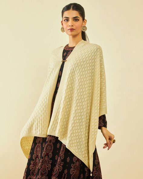 Women Geometric Woven Shawl Price in India