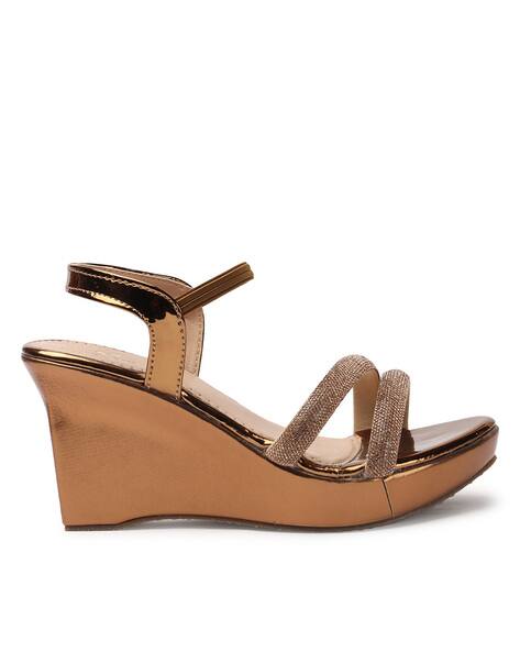 Women Embellished Ankle-Strap Wedges