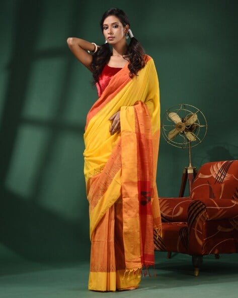 Buy Yellow Sarees for Women by Charukriti Online