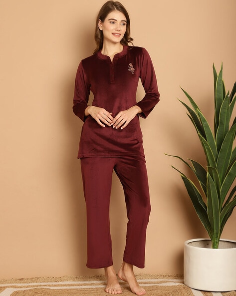 Burgundy best sale satin pyjamas