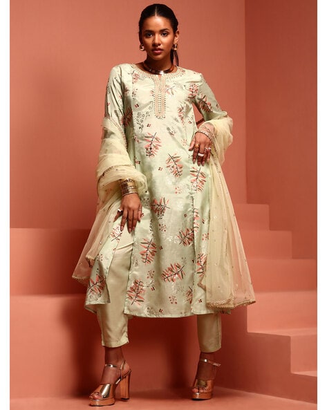 Imara Women Embroidered A-Line Kurta Set