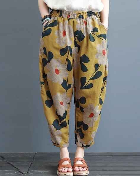 Buy Mustard Trousers & Pants for Women by WUXI Online