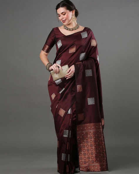 Coffee Colour Banarasi Silk Sarees for Wedding with Price