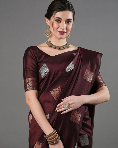 Coffee Brown Net Embroidered Saree Set – Lady Selection Inc