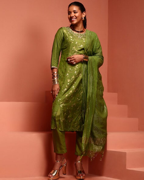 Imara Women Embroidered A-Line Kurta Set