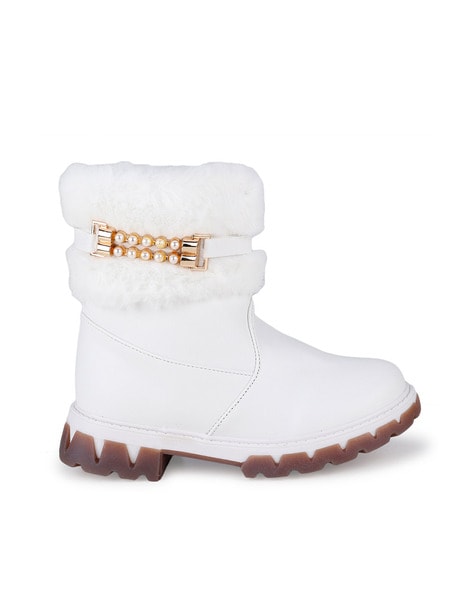 Girls white clearance fur boots