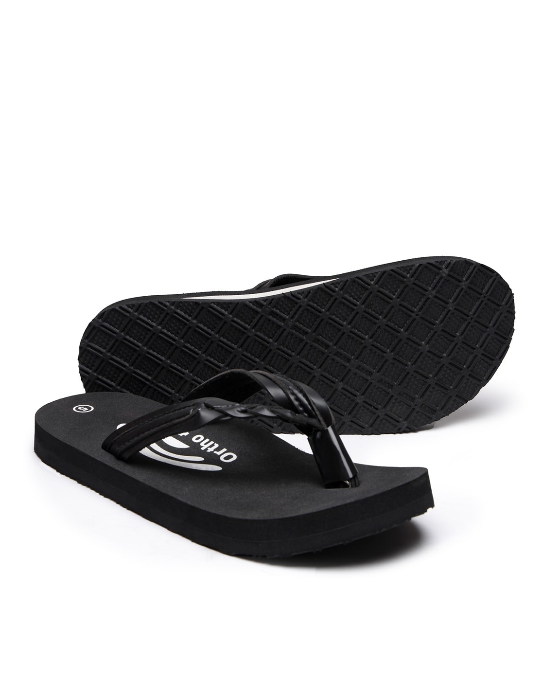 Black flip flops with arch online support