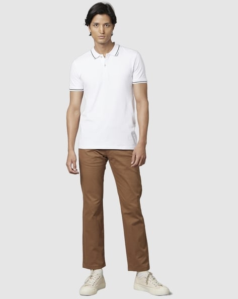 Celio Men Flat-Front Straight Fit Chinos