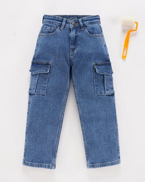 Boys Straight Fit Cargo Denim Jeans - Main Image
