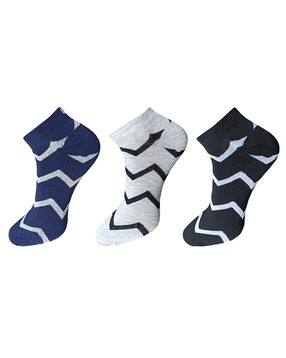 usoxo Men Pack of 3 Chevron Print Ankle-Length Socks-picture-24