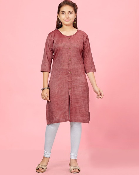 Shop Maroon Cotton Silk Anarkali Kurti Festive Wear Online at Best Price |  Cbazaar