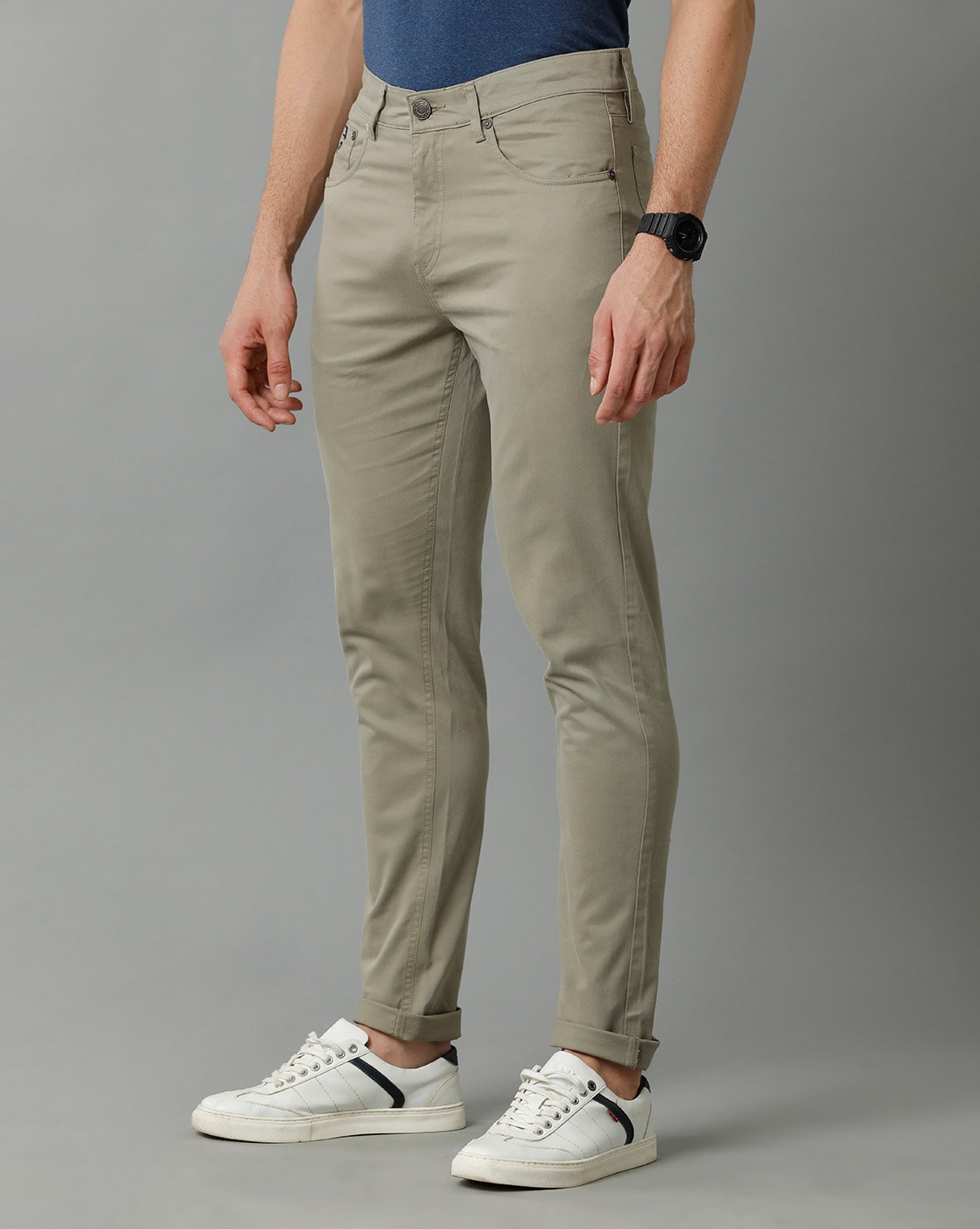 Buy Men's Active Cream Stretch Pants Online | SNITCH