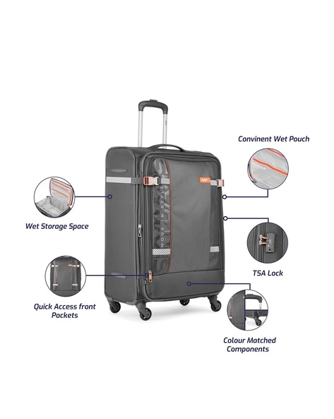Medium Check-in Suitcase (66 cm) - Polyester Soft-Sided 66cm Medium Trolley  Bag - Black, Red Price in India, Full Specifications & Offers | DTashion.com