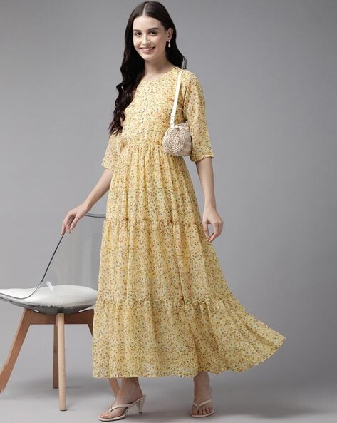 Gorgeous Mesmerizing Attractive Georgette Dress Elegant Ethnic Fashion Top  Gowns | eBay