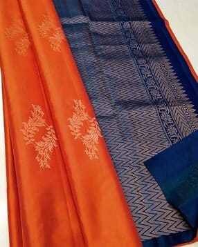 anjaneya sarees Women Floral Woven Banarasi Saree with Contrast Pallu-picture-12