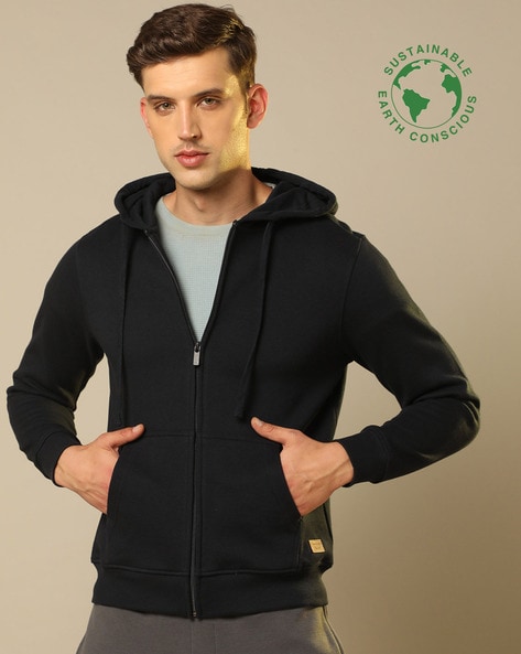 Cotton Blended Front-Open Hoodie