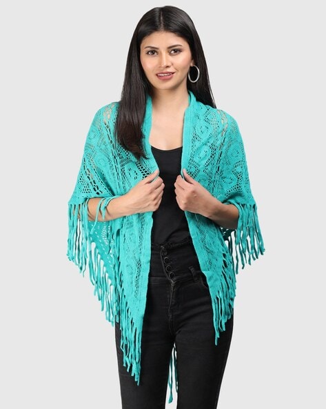 Women Lace Scarf with Fringes Price in India