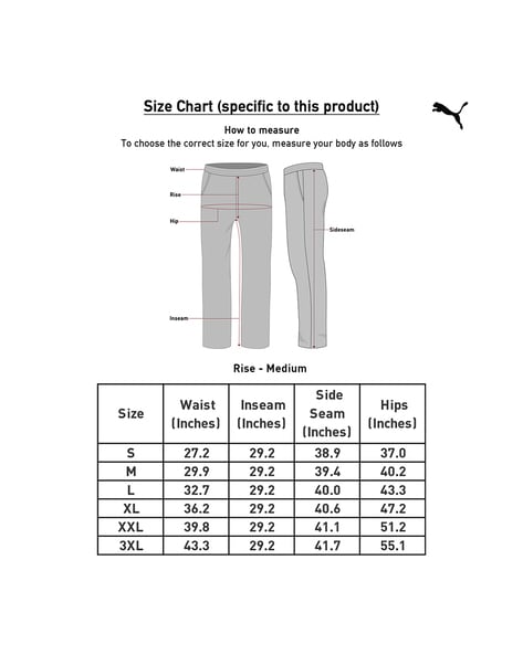 Women Track Pants size chart – Tolmount