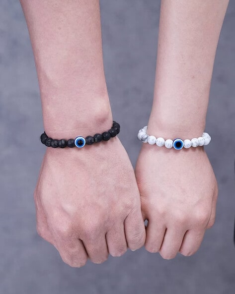 Evil Eye Bracelets For Couples | Black Bracelet | White Bracelet | Beads  Bracelet | Fashion Jewellery | April 2023 at Rs 399.00 | Evil Eye Bracelet  | ID: 2850590603348