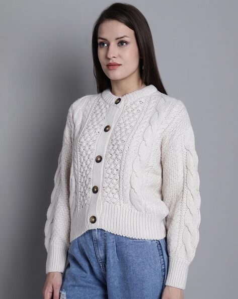 White on sale button sweater