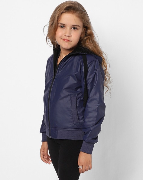 Girls hooded bomber jacket sale