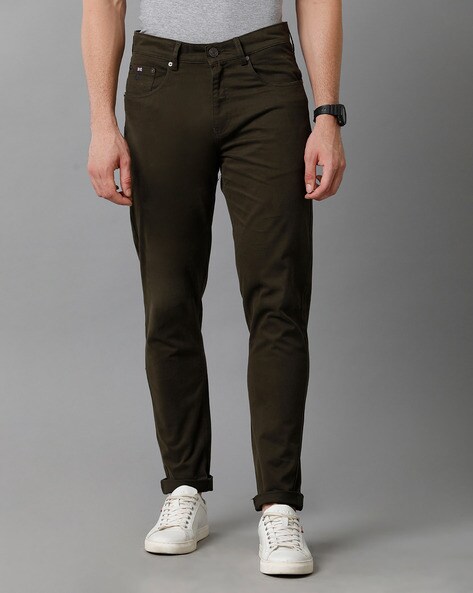 Buy Men's Olive Green Slim Fit Cargo Trousers Online at Bewakoof