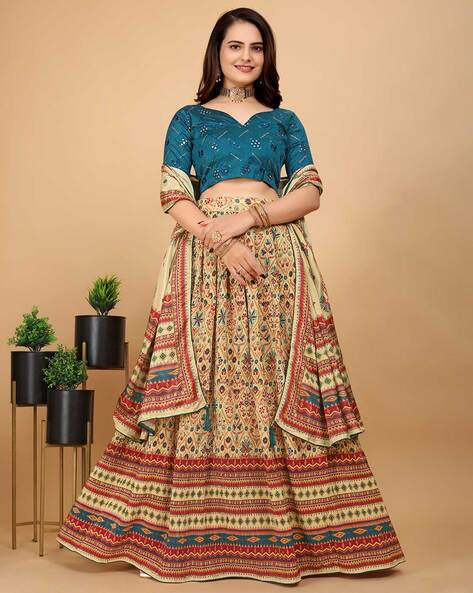 Ethnic Indian Style Embroidered Cotton Semi-stitched Lehenga Choli For Women  at Best Price in Surat | A K Enterprise